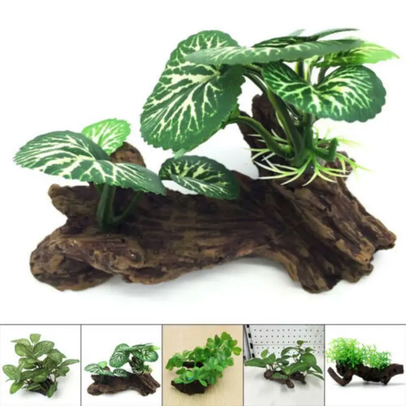 Aquarium Planted Wood - พลาสติกประดิษฐ์เต่าต้นไม้ Trunk Driftwood Aquarium Fish TANK
