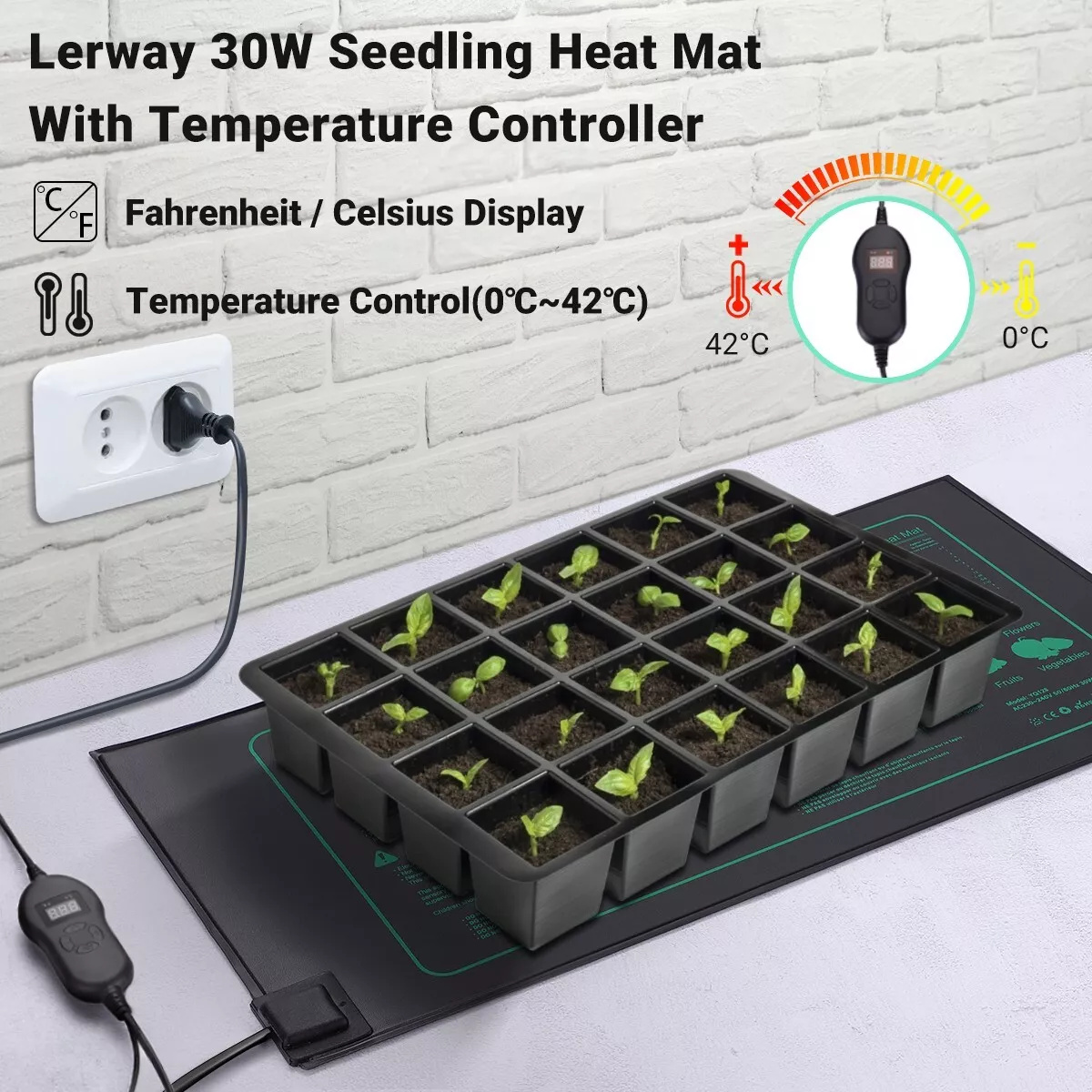 Planted Aquarium Heater - แผ่นทำความร้อนสำหรับปลูกพืช Lerway แผ่นทำความร้อนกันน้ำสำหรับสัตว์เลื้อยคลานพร้อมแผ่นทำความร้อนเทอร์โมสตัทสำหรับตู้ปลา, ตู้ปลา, การต้มเบียร์