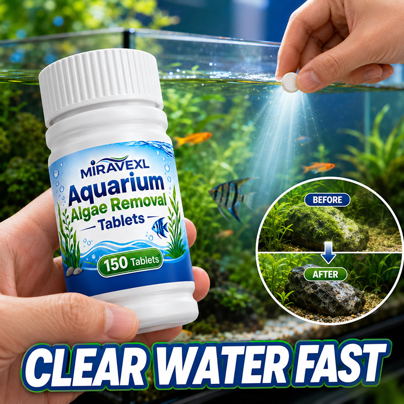 Aquarium Plant Vitamins - เม็ดกำจัดตะไคร่น้ำในตู้ปลา MIRAVEXL 150 เม็ด, ยาฆ่าตะไคร่น้ำที่ปลอดภัย, ช่วยให้น้ำใสขึ้นอย่างรวดเร็วสำหรับปลาในน้ำจืดและพืชน้ำ