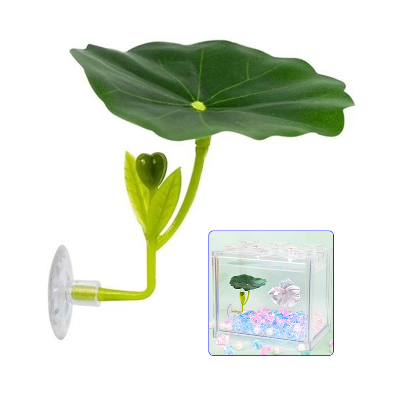 Planted Aquarium Betta - เปลญวนใบไม้สีเขียว 1 ชิ้น สำหรับปลาเบต้า ลดความเครียด ตกแต่งตู้ปลาได้อย่างปลอดภัย