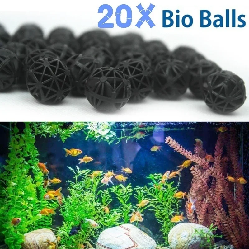 Planted Aquarium Media - 20 ชิ้น 16 มม. ไบโอบอลสำหรับกรองน้ำในตู้ปลา น้ำจืด