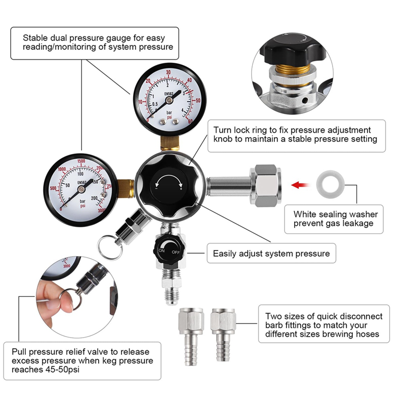 CGA-320 Keg Regulator, dual St - Co2 Regulator Dual Stage บทวิจารณ์และราคา