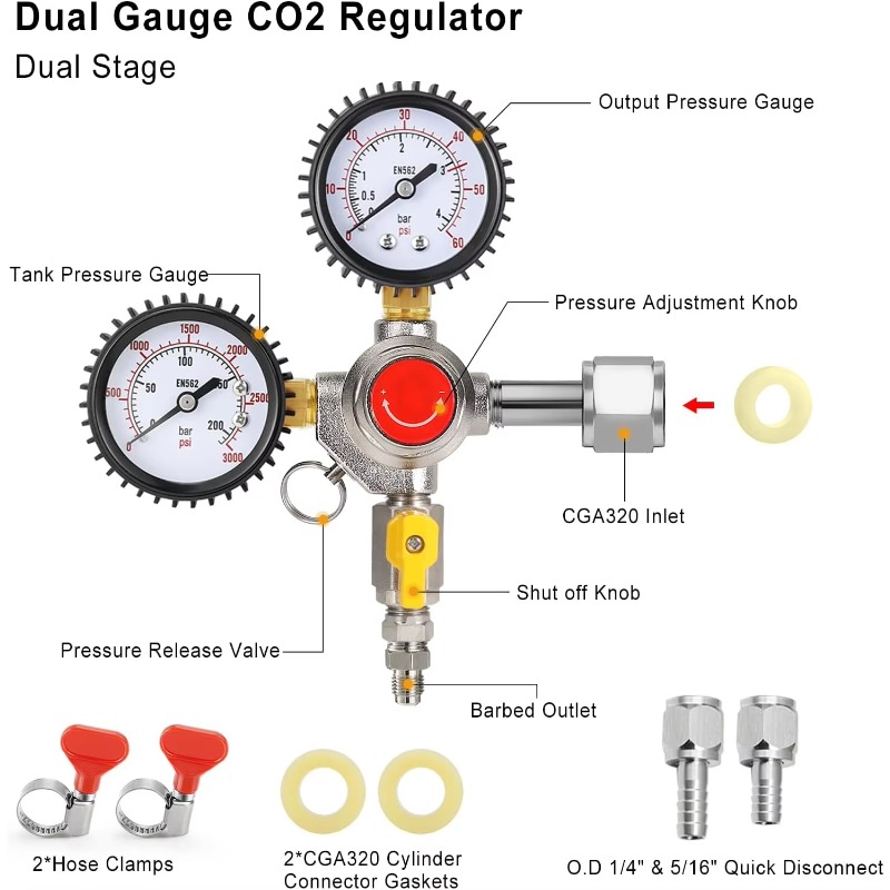 ตัวควบคุมถัง CO2 แบบสองเกจสำหร - Co2 Regulator Dual Stage บทวิจารณ์และราคา