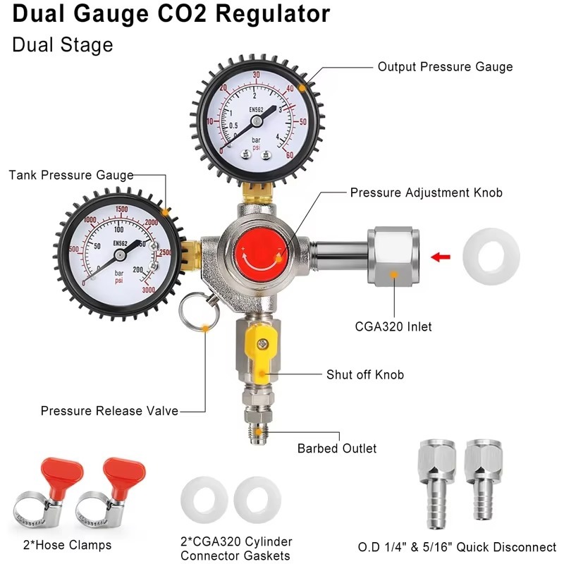 ตัวควบคุม CO2 สำหรับเบียร์สด แ - Co2 Regulator Dual Stage บทวิจารณ์และราคา